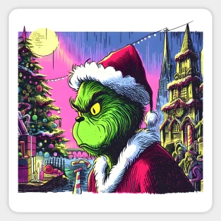 Whimsical Holidays: Grinch-Inspired Artwork and Festive Delights Sticker